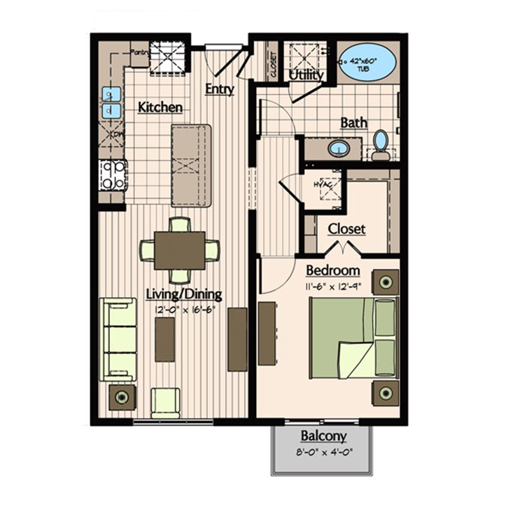 Uptown Apartments | 1900 Yorktown Luxury apartments - Hudson Floor Plan
