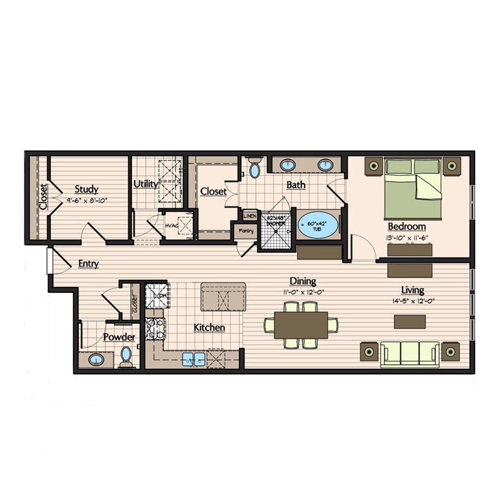 Uptown Apartments | 1900 Yorktown Luxury apartments - Montogomery Floor Plan
