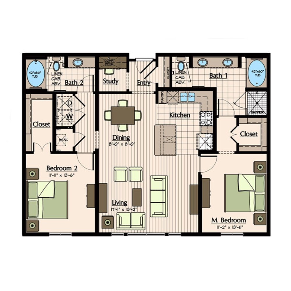 Uptown Apartments | 1900 Yorktown Luxury apartments - Princeton Floor Plan